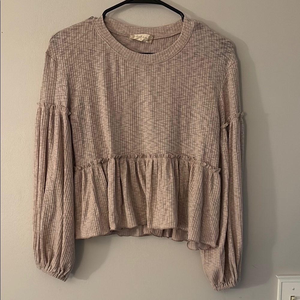 Altered State Women's Beige Ruffled Top